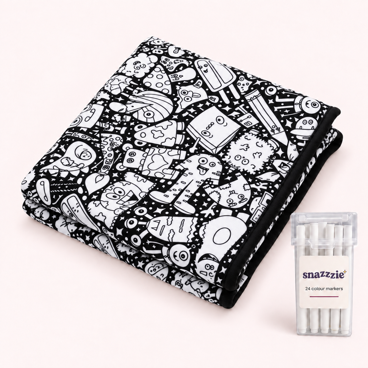 Doodle Club coloring blanket with 24 markers
