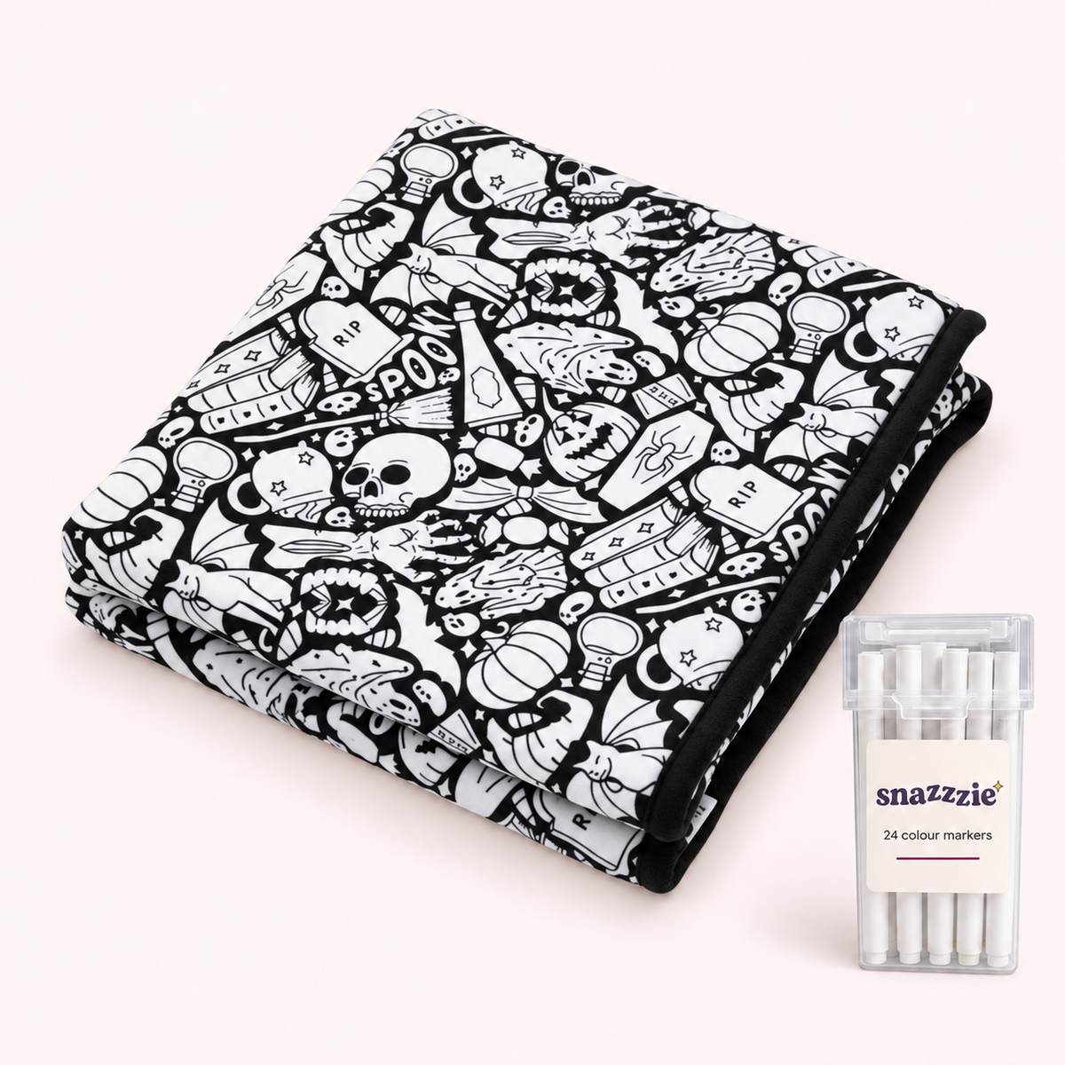 Spooky Season coloring blanket with 24 markers